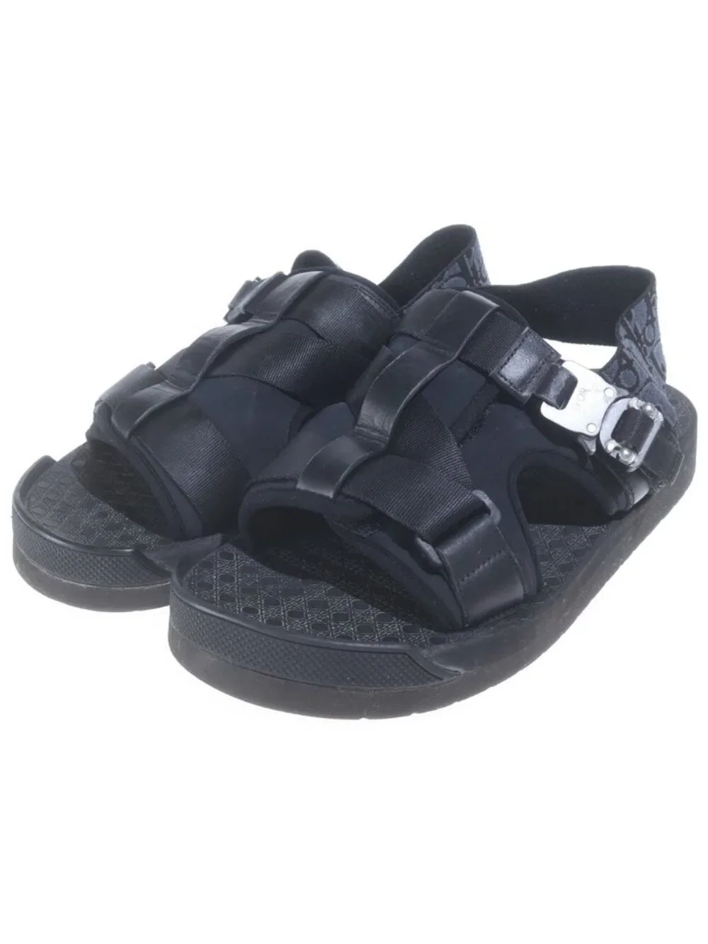 Dior Oblique Cannage Sandals Shoes Buckle Black